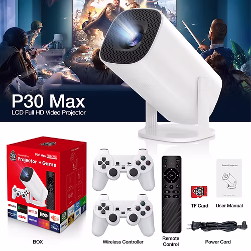 HY300 Pro 4K Game Projector with Game Controller for Two Playeres and 3000 Games - Image 8